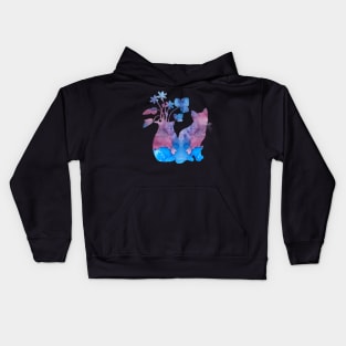 A cat and flowers Kids Hoodie